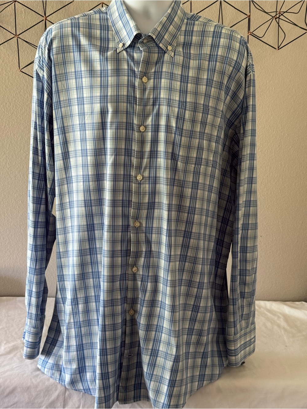PETER MILLAR Summer Comfort Long Sleeve Button Down - Blue Plaid
Mens’s XLT